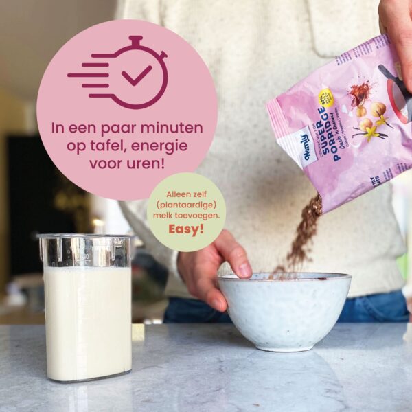 In een paar minuten op tafel, energie voor uren