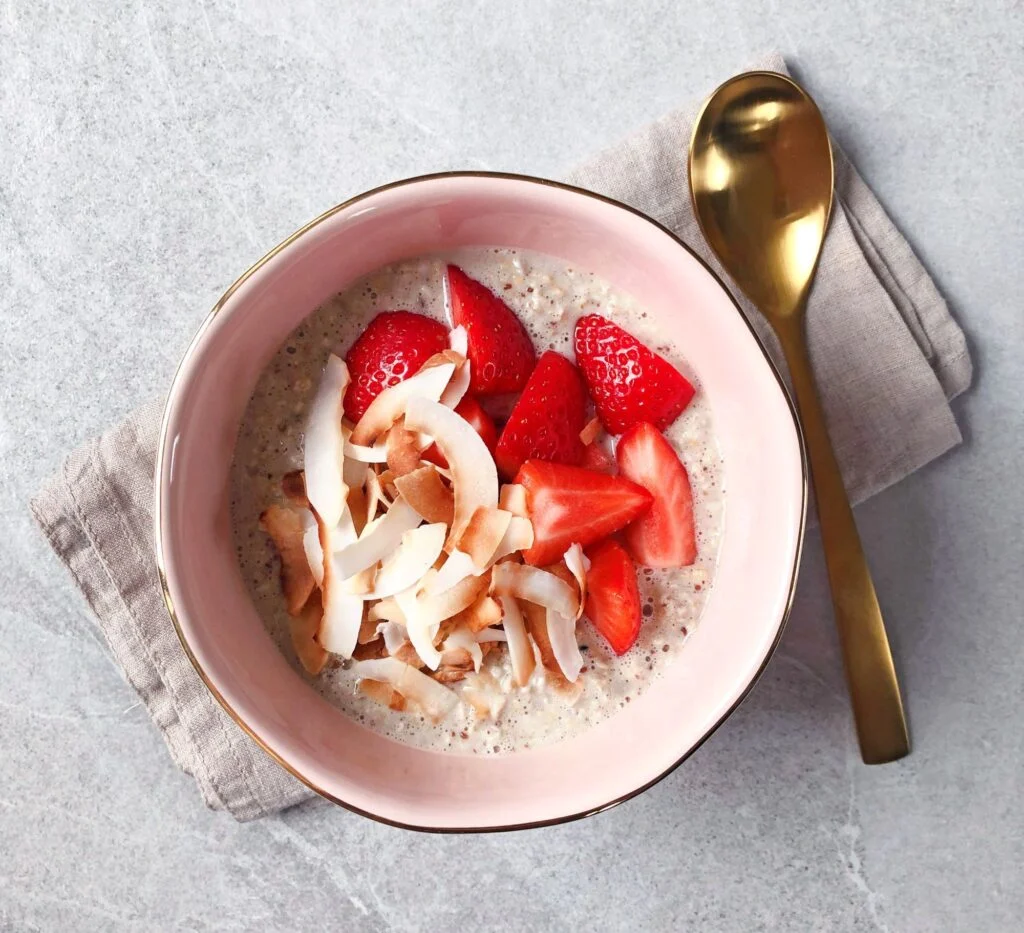 Overnight oats aardbei kokos