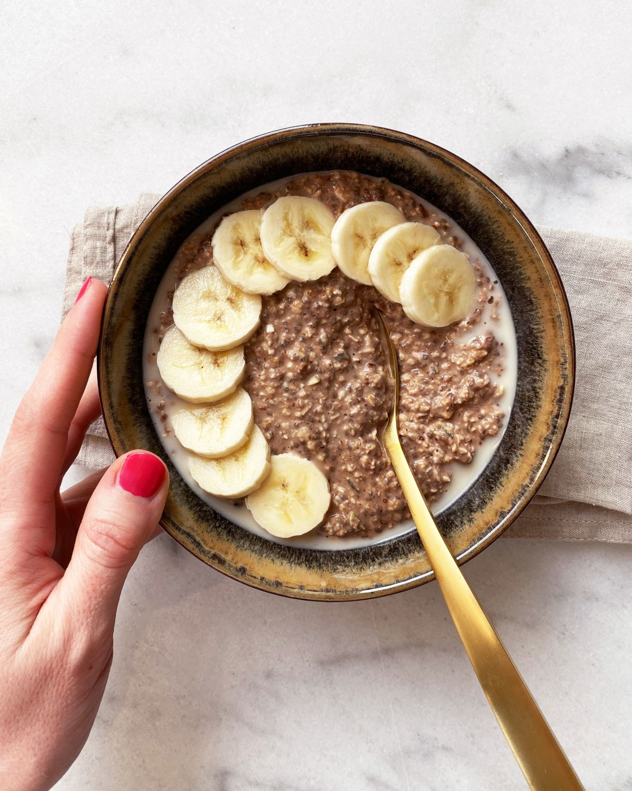 Overnight oats cacao banaan