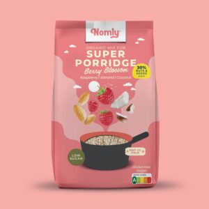 Verpakking Nomly overnight oats Berry Blossom - Framboos Verpakking Nomly overnight oats Berry Blossom - Framboos