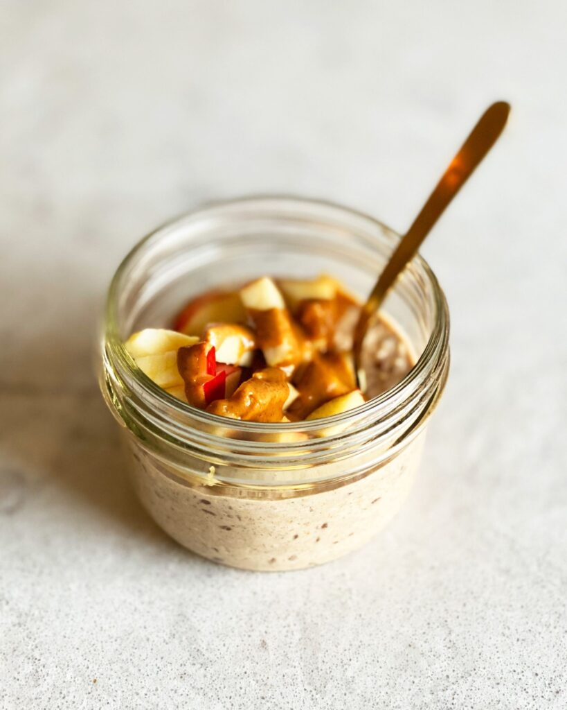 Overnight oats appel pindakaas