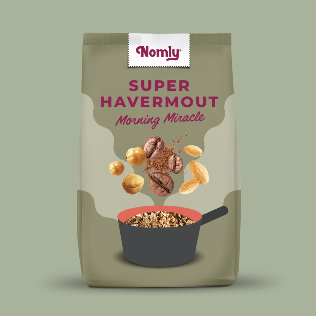 Nomly Morning Miracle, havermoutontbijt met koffie, hazelnoot en amandel