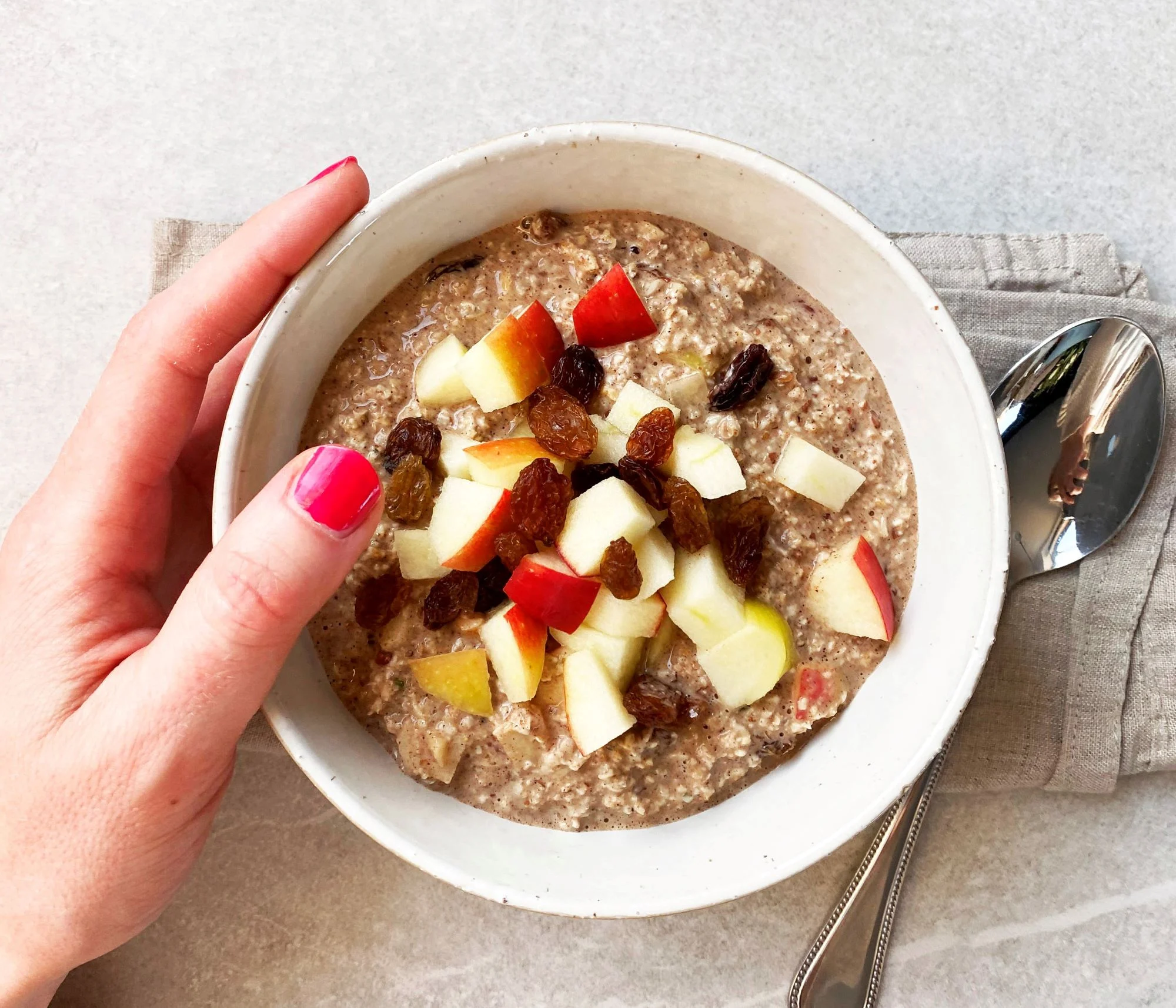 Overnight oats appel rozijnen