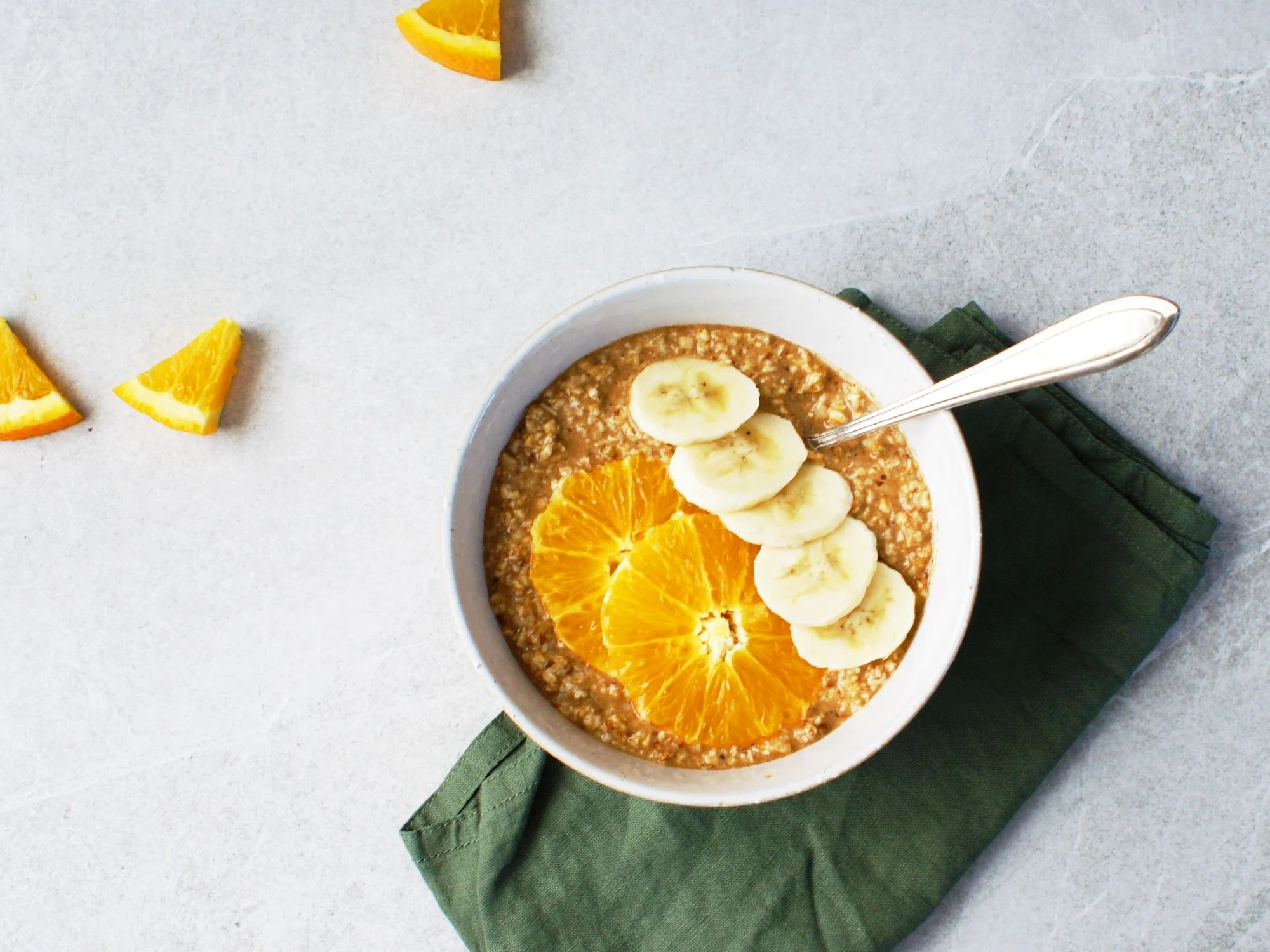 Overnight oats banaan sinaasappel